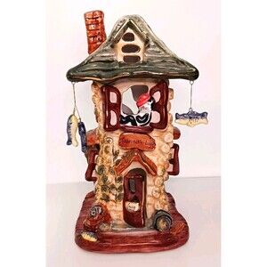 Cat On Big Fish Lodge Candle Holder The Lights Of Cobblestone Village By Popular